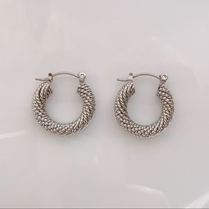 SILVER HOOP EARRINGS TEXTURED THICK TUBE HOOPS​​​​​​​​​​​​​​​​​​​​​​​​